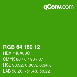 Color code: RGB 64 160 12 | qconv.com
