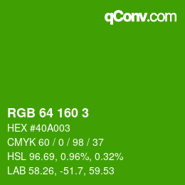 Color code: RGB 64 160 3 | qconv.com