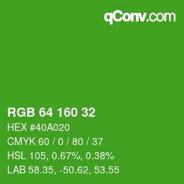 Color code: RGB 64 160 32 | qconv.com