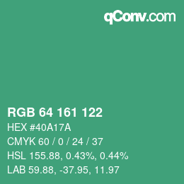 Color code: RGB 64 161 122 | qconv.com