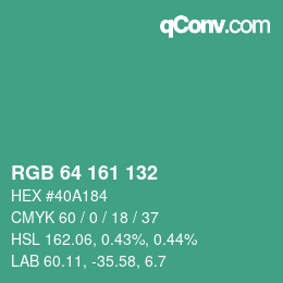 Color code: RGB 64 161 132 | qconv.com