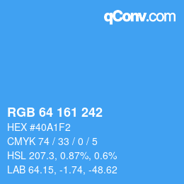 カラーコード: RGB 64 161 242 | qconv.com