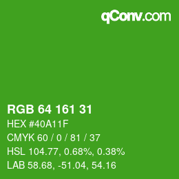 Color code: RGB 64 161 31 | qconv.com