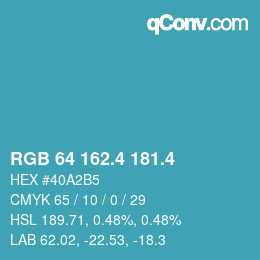 カラーコード: RGB 64 162.4 181.4 | qconv.com