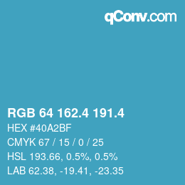 カラーコード: RGB 64 162.4 191.4 | qconv.com