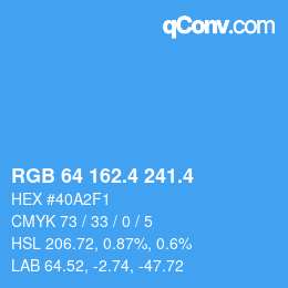 カラーコード: RGB 64 162.4 241.4 | qconv.com