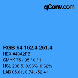 カラーコード: RGB 64 162.4 251.4 | qconv.com