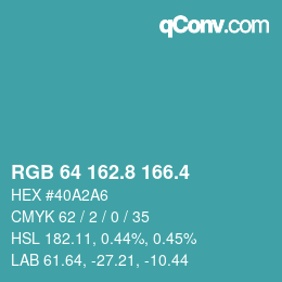 カラーコード: RGB 64 162.8 166.4 | qconv.com