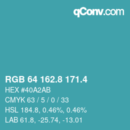 カラーコード: RGB 64 162.8 171.4 | qconv.com