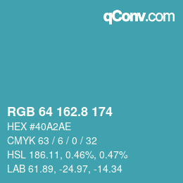 カラーコード: RGB 64 162.8 174 | qconv.com