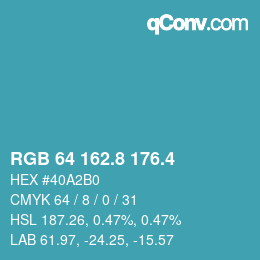 カラーコード: RGB 64 162.8 176.4 | qconv.com