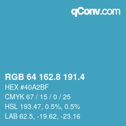 カラーコード: RGB 64 162.8 191.4 | qconv.com