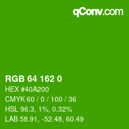 Color code: RGB 64 162 0 | qconv.com