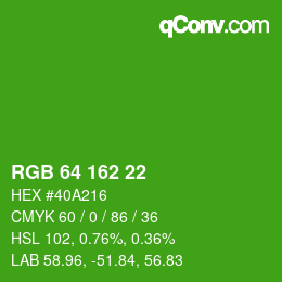 Color code: RGB 64 162 22 | qconv.com