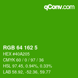 Color code: RGB 64 162 5 | qconv.com