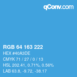 Color code: RGB 64 163 222 | qconv.com