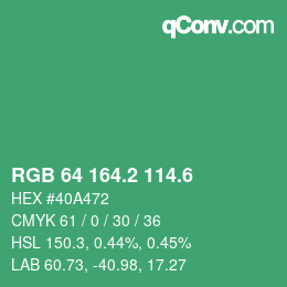 カラーコード: RGB 64 164.2 114.6 | qconv.com
