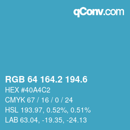 カラーコード: RGB 64 164.2 194.6 | qconv.com