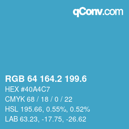 カラーコード: RGB 64 164.2 199.6 | qconv.com