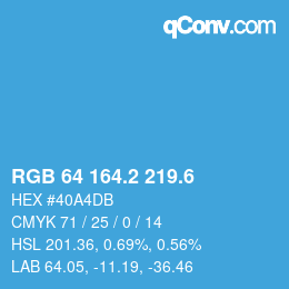 カラーコード: RGB 64 164.2 219.6 | qconv.com