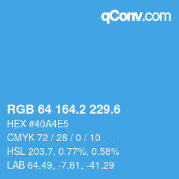 カラーコード: RGB 64 164.2 229.6 | qconv.com