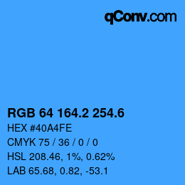 カラーコード: RGB 64 164.2 254.6 | qconv.com