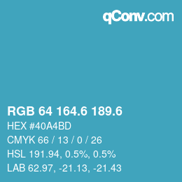 カラーコード: RGB 64 164.6 189.6 | qconv.com