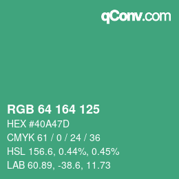 颜色代码: RGB 64 164 125 | qconv.com