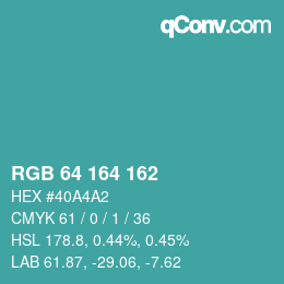 Color code: RGB 64 164 162 | qconv.com