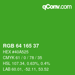 Color code: RGB 64 165 37 | qconv.com