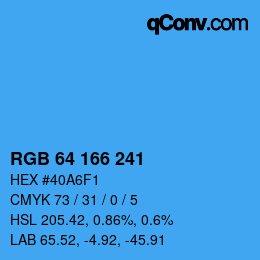 Color code: RGB 64 166 241 | qconv.com