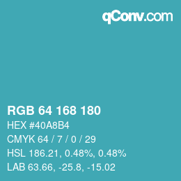 Farbcode: RGB 64 168 180 | qconv.com