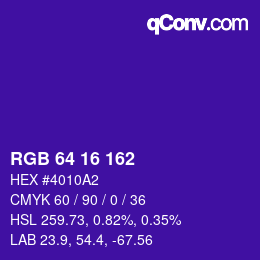 Color code: RGB 64 16 162 | qconv.com