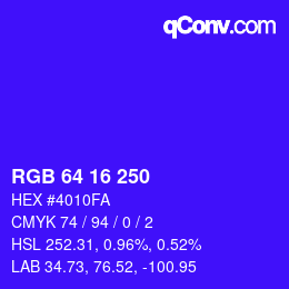 Color code: RGB 64 16 250 | qconv.com