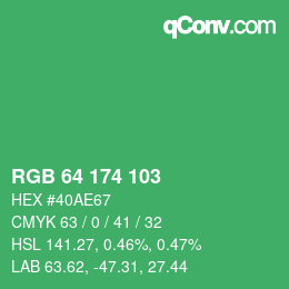 Color code: RGB 64 174 103 | qconv.com