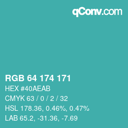 Color code: RGB 64 174 171 | qconv.com