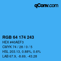Color code: RGB 64 174 243 | qconv.com