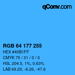 Color code: RGB 64 177 255 | qconv.com
