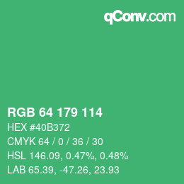 カラーコード: RGB 64 179 114 | qconv.com