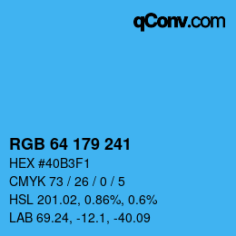 カラーコード: RGB 64 179 241 | qconv.com