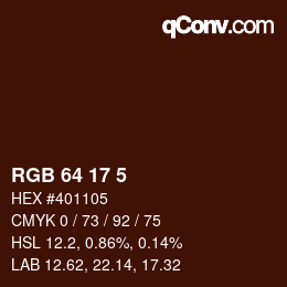 Color code: RGB 64 17 5 | qconv.com