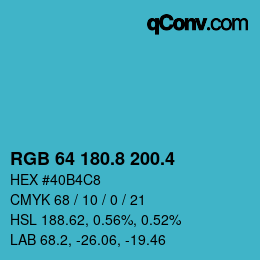 カラーコード: RGB 64 180.8 200.4 | qconv.com