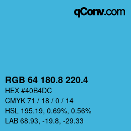 カラーコード: RGB 64 180.8 220.4 | qconv.com