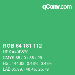カラーコード: RGB 64 181 112 | qconv.com