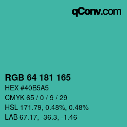 颜色代码: RGB 64 181 165 | qconv.com