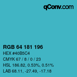 Color code: RGB 64 181 196 | qconv.com