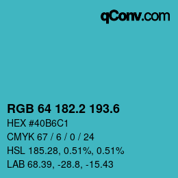 カラーコード: RGB 64 182.2 193.6 | qconv.com