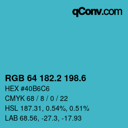 カラーコード: RGB 64 182.2 198.6 | qconv.com