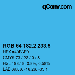 カラーコード: RGB 64 182.2 233.6 | qconv.com