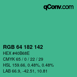 Color code: RGB 64 182 142 | qconv.com